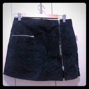 BlankNYC Suede Asymmetrical ZIP Skirt